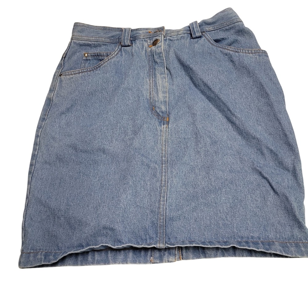 Together Vintage Blue Denim Jean Skort Butterfly Embroidery Womens 10